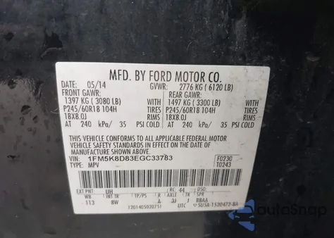 2014 Ford Explorer Xlt z USA, uszkodzony, nr VIN 1FM5K8D83EGC33783